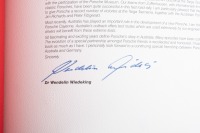 PORSCHE IN AUSTRALIA: 'Porsche in Australia - The First 50 Years' published 2002 by Porsche Cars Australia, hardcover book in slipcase, with signature from Dr Wendelin Wiedeking - 3