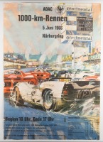 NURBURGRING 1966: A large original 1966 printed poster promoting the June 1966 1000 km race at Nurburgring, printed by the Allgemeiner Deutscher Automobil-Club
