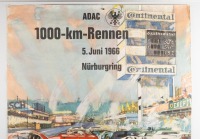 NURBURGRING 1966: A large original 1966 printed poster promoting the June 1966 1000 km race at Nurburgring, printed by the Allgemeiner Deutscher Automobil-Club - 2