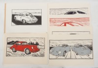 ANDREAS&nbsp;HENTRICH: A portfolio of Porsche related woodcut prints by renowned artist Andreas Hentrich, 18 prints in total, presented to Mr & Mrs Alan Hamilton at Sandown 1984