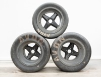 RACING WHEELS: Three racing wheels with Avon tyres thought to suit a late 1960s McLaren