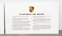 PORSCHE DISPLAYS: Two large wall displays containing written information on the Porsche 908 & 917/30, most likely used in a museum or showroom - 2