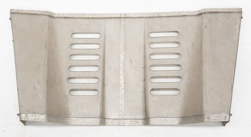 An amazing well fabricated sportscar rear louvered panel, likely Porsche, possibly aluminium or magnesium