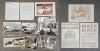 ROLLS-ROYCE: Three reproduced Rolls-Royce advertisement posters, each measure 42cm high, 30cm wide, also includes a few photographs of Alan Hamilton and a Bentley
