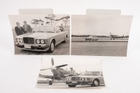 ROLLS-ROYCE: Three reproduced Rolls-Royce advertisement posters, each measure 42cm high, 30cm wide, also includes a few photographs of Alan Hamilton and a Bentley - 5