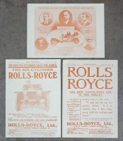 ROLLS-ROYCE: Three reproduced Rolls-Royce advertisement posters, each measure 42cm high, 30cm wide, also includes a few photographs of Alan Hamilton and a Bentley - 6