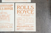 ROLLS-ROYCE: Three reproduced Rolls-Royce advertisement posters, each measure 42cm high, 30cm wide, also includes a few photographs of Alan Hamilton and a Bentley - 7