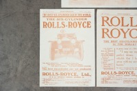 ROLLS-ROYCE: Three reproduced Rolls-Royce advertisement posters, each measure 42cm high, 30cm wide, also includes a few photographs of Alan Hamilton and a Bentley - 8