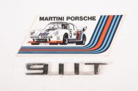PORSCHE: A Porsche '911 T' chrome badge and a original c1976 Martini Porsche sticker