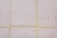 PORSCHE 907 LE MANS: A very large 1967&nbsp;dated, 1:5 scale, fold out blueprint diagram of a Porsche 907.03 (Le Mans)&nbsp;, with number noted to lower right corner '907.003.503.00' - 4