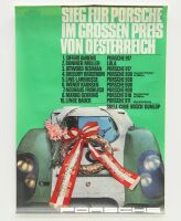PORSCHE POSTER: A large original 1969 printed Porsche poster celebrating the Porsche 917 victory at the 1969 Austrian Grand Prix