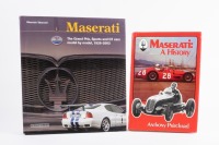 MASERATI: Two hardcover books on Maserati, includes 'Maserati- A History' by Anthony Pritchard and 'Maserati - The Grand Prix, Sports and GT cars...' by Maurizio Tabucchi