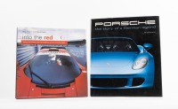 PROFILES: Two hardcover car profile books, includes 'Into the red - Twenty-two classic cars that shaped a century of motor spot' by Nick Mason and Mark Hales along with 'Porsche - the story of a German legend' by Peter Ruch