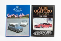 CAR PROFILES: Two car profile books including 'Mini Cooper & Cooper 'S'&nbsp; - Super Profile' by Graham Robson along with 'Audi Quattro - Gold Portfolio 1980-1991' by Brooklands books