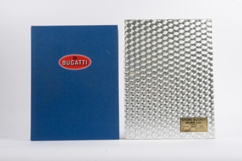BUGATTI: 'BUGATTI MAGNUM' book by Hugh Conway with Maurice Sauzay. Limited Edition with the brass Chassis Number Plate engraved 'No. 1568' on the slipcase