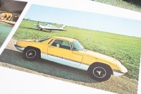 LOTUS: 'Lotus Elan - The Complete Story' by Matthew Vale, hardcover book along with four double sided single sheet 1960s-1970s Lotus sales brochures - 2