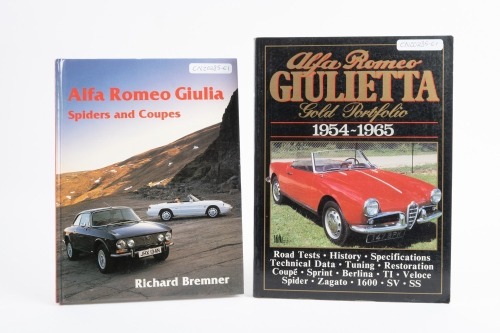 ALFA ROMEO: Two books on Alfa Romeo, including 'Alfa Romeo Giulia - Spiders and Coupes' by Richard Bremner and 'Alfa Romeo Giulietta Gold Portfolio 1954-1965
