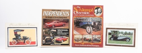 CAR COLLECTIONS: Four books including three on car collections, 'The Schlumpf Obsession' by Denis Jenkinson & Peter Verstappen, two editions of 'Harrah's Automobile Collection' booklets, and one other book