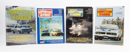 AUSTRALIAN MOTORSPORT: Four editions of the 'Australian Competition Yearbook' years 1974, 1976, 1977 and 1978 covering Bathurst, Formula One and other motoring events