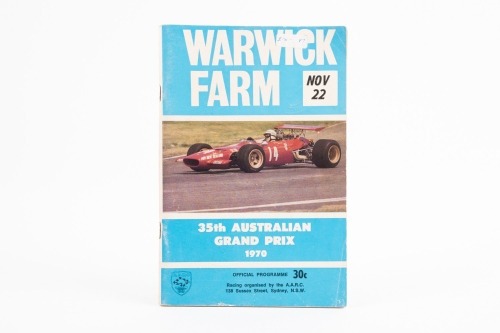 WARWICK FARM: An original 1970 '35th Australian Grand Prix international meeting' Sunday Nov 22 programme