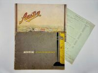 AUSTIN: A pair of brochures including 'Austin: 50 Years of Car Progress' and a Sales Brochure featuring the 1936 model range and price list [Location: Sydney]