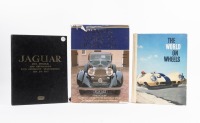 BRITISH: Two books on British marques including a Workshop Manual for Jaguar Mk VII, Mk VIII, Mk IX, XK120, 140, 150 Automatic Transmission 1951-1961 by Scientific Publications, 'Famous Marques of Britain' hardcover book by Jonathan Wood and one other - 4