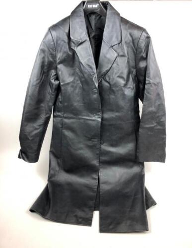 LEATHER JACKET: A full length black 'Matrix style' leather jacket