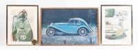 MG: Three small framed and glazed MG illustrations