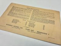 WOLSELEY: A group of three Sales Brochures for the Ten [Location: Sydney] - 10