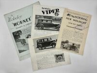WOLSELEY: A group of three Sales Brochures together with a period magazine review for various Wolesley models [Location: Sydney]