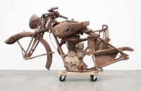 A circa 1936 Matchless motorcycle with engine and frame