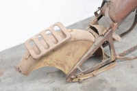 A Coventry Eagle motorcycle frame with front wheel and associated 19" rear wheel, frame No. 86279 - 2