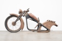 A Coventry Eagle motorcycle frame with front wheel and associated 19" rear wheel, frame No. 86279 - 4