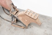 A Coventry Eagle motorcycle frame with front wheel and associated 19" rear wheel, frame No. 86279 - 6