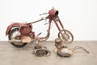 Circa 1950s/1960s Jawa motorcycle frame with two engines, engine with stamped *353.101854, other engine unstamped