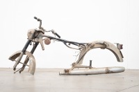 A Eastern European motorcycle frame, possibly Jawa, tail lamp made in Czechoslovakia
