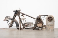 A DKW Motorcycle frame with incomplete engine with loose DKW rear chain guard, engine and frame no. unknown