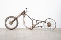 A BSA Bantam swing arm frame with forks and wheels