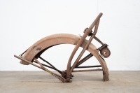 A circa 1922-1924 Indian Chief front fork assembly, complete with front spring, struts, rockers, bump stop, guard (rough) and front stand and clip, with one greaser