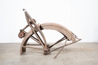 A circa 1922-1924 Indian Chief front fork assembly, complete with front spring, struts, rockers, bump stop, guard (rough) and front stand and clip, with one greaser - 4