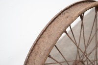 A circa 1920s Harley-Davidson front hub assembly, modified and welded one side, rim 21" diameter,&nbsp;rim is poor condition - 2