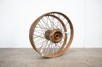 A circa 1920s pair of 23" wheels, believed English or Australian, front with bearings and axle - 3