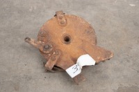 A pre-1920 rear brake plate, believed Indian either Hedstrom or Powerplus, seized