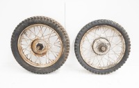 A pair of Indian 18" 741 wheels, Kelsey Hayes rims, original spokes and rims, axles and bearings - 3
