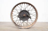 A circa late 1920s Webb front wheel, 7" brake, turns