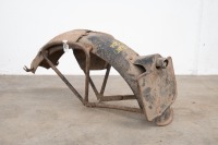 A circa 1940s/1950s Royal Enfield rear mud guard with one tool box, MT110 Lucas tail light and holder