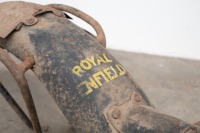A circa 1940s/1950s Royal Enfield rear mud guard with one tool box, MT110 Lucas tail light and holder - 2
