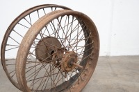 Two wheels to suit AJS 350 flat tank, circa 1925-1927, one beaded edge, one wellbase - 2
