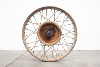 A late 1920s Indian beaded edge 18" front wheel, believed model 101, wheel turns with quill and bearings - 3