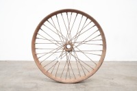 A circa 1920s American 40 spoke 21" front wheel, no bearings , possibly Excelsior